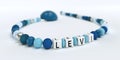 A blue pacifier chain for boys with name Levi