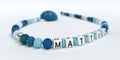 A blue pacifier chain for boys with name Matteo