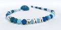 A blue pacifier chain for boys with name Max