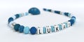 A blue pacifier chain for boys with name Lukas