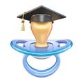 Blue pacifier with graduation cap 3D