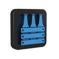 Blue Pack of beer bottles icon isolated on transparent background. Wooden box and beer bottles. Case crate beer box sign