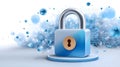 Blue padlock digital circuit security data protection privacy technology encryption cyber safety abstract background secure access Royalty Free Stock Photo