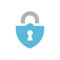 Blue padlock icon design, lock logo isolated on white background - Vector Royalty Free Stock Photo