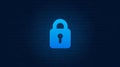 Blue Padlock Icon on Digital Binary Background â Cybersecurity and Data Protection Illustration Royalty Free Stock Photo