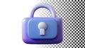 Blue padlock icon, security and privacy symbol for app and web designs png transparent image Generative AI