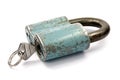 Blue padlock with key Royalty Free Stock Photo