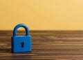 A blue padlock. preservation of secrets, information and values. Protection, insurance and hacking attack concept. Royalty Free Stock Photo