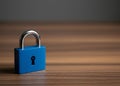 A blue padlock. preservation of secrets, information and values. Protection, insurance and hacking attack concept. Royalty Free Stock Photo