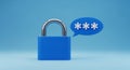 Blue Padlock with a Speech Bubble Showing Asterisks Representing a Password security safety Royalty Free Stock Photo