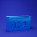Blue Page with a 404 error icon isolated on blue background. Template reports that the page is not found. Minimalism Royalty Free Stock Photo