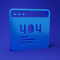 Blue Page with a 404 error icon isolated on blue background. Template reports that the page is not found. Minimalism Royalty Free Stock Photo