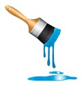 Blue paint on a brush. Royalty Free Stock Photo