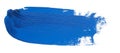 Blue paint brush stroke isolated on white background, clipping path included. Royalty Free Stock Photo