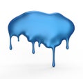 Blue paint dripping isolated over white background Royalty Free Stock Photo