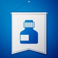 Blue Paint, gouache, jar, dye icon isolated on blue background. White pennant template. Vector Royalty Free Stock Photo