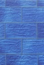 Blue paint large brick blocks masonry wall texture background abstract pattern structure Royalty Free Stock Photo