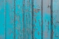 Blue paint peeling off of an old wooden surface texture Royalty Free Stock Photo