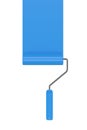 Blue Paint Roller with color trail isolated on a white background