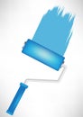 Blue paint roller tool with trace Royalty Free Stock Photo