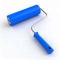 Blue Paint Roller on White Background Royalty Free Stock Photo