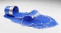 Blue Paint Spilled from Can on White Royalty Free Stock Photo