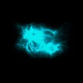 Blue paint splashes on black background. Abstract painted illustration Royalty Free Stock Photo