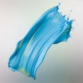 Blue paint stroke with hints of yellow on a white background Royalty Free Stock Photo