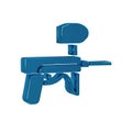 Blue Paintball gun icon isolated on transparent background.