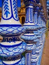 Blue painted balcony pillars at Seville's Royal Alcazar Palace, Spain Royalty Free Stock Photo