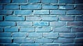 Blue-painted brick wall with rectangular bricks arranged in a horizontal pattern Royalty Free Stock Photo