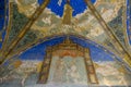 blue painted ceiling, interior of the Castle Torrechiara in Langhirano, Italy