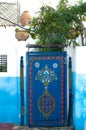 Blue door painted with oriental pattern, Kasbah of the Udayas in Rabat, Morocco