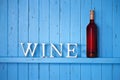 Blue Painted Wood Wine Background