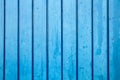 Blue painted wooden wall plank perpendicular to the frame as simple saturated blue oil paint timber wood background