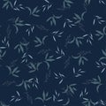 Blue palm tropical hand drawing vector illustration on dark background in beach style. Free painting of summer leaf and exotic Royalty Free Stock Photo