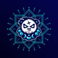 Blue Panda Vector T-Shirt Designs With Mandala Background For Apparel