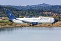 Blue Panorama Airlines Boeing 737-800 airplane Corfu airport in Greece