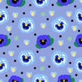 Blue pansies, seamless pattern