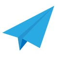 Blue paper airplane icon, vector illustration Royalty Free Stock Photo