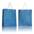 Blue paper bag on white background Royalty Free Stock Photo