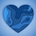 Blue Paper Cut Heart Royalty Free Stock Photo