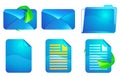 Blue paper and envelope icons