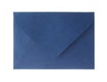 Blue paper envelope isolated on white. Mail service