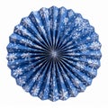Blue Paper Fan with White Snowflakes Ornament on White Background Royalty Free Stock Photo