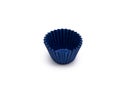 Blue paper muffin and cupcake baking shapes isolated on a white backdrop, object photography