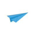 Blue paper plane flying. Message has been sent. Delivering a message. Vector illustration. Royalty Free Stock Photo