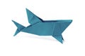 Blue paper shark origami isolated on a white background