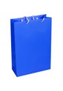 Blue paper shopping bag isolated on white Royalty Free Stock Photo