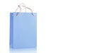 Blue paper shopping bag isolated on white Royalty Free Stock Photo